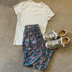 High wasted floral pants